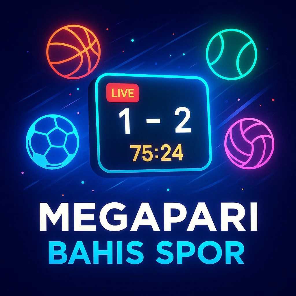 Megapari Bahis Spor Canlı skor ekranı ve spor simgeleriyle bahis teması